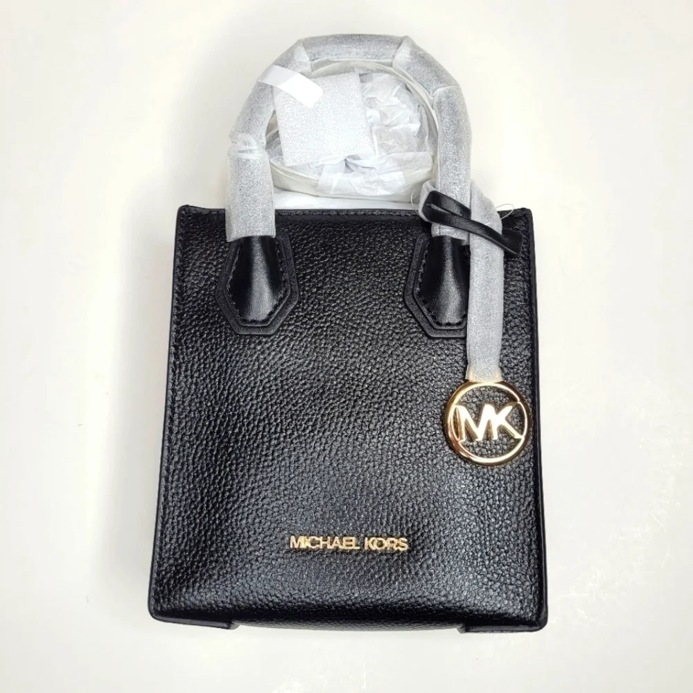 Michael Kors Mercer Extra-Small Pebbled Leather Crossbody Bag Black